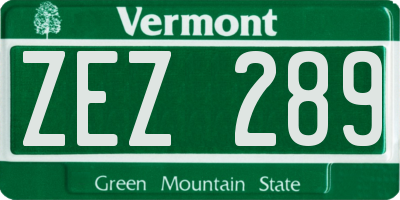 VT license plate ZEZ289