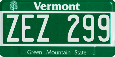 VT license plate ZEZ299