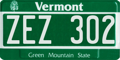 VT license plate ZEZ302