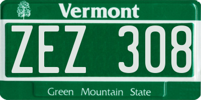 VT license plate ZEZ308