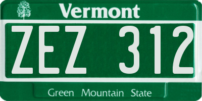 VT license plate ZEZ312