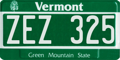 VT license plate ZEZ325