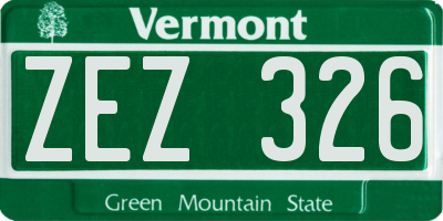 VT license plate ZEZ326