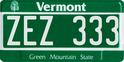 VT license plate ZEZ333