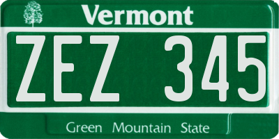 VT license plate ZEZ345