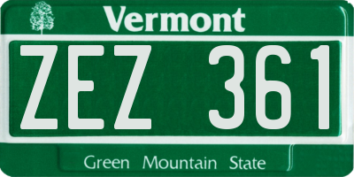 VT license plate ZEZ361