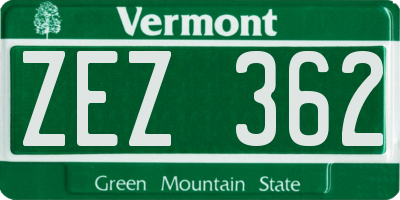 VT license plate ZEZ362