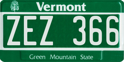 VT license plate ZEZ366
