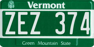 VT license plate ZEZ374