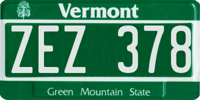 VT license plate ZEZ378