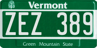 VT license plate ZEZ389