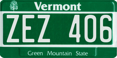 VT license plate ZEZ406