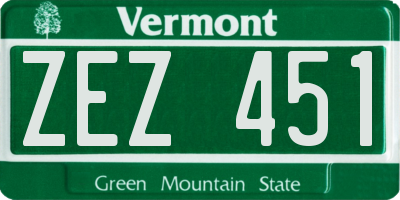 VT license plate ZEZ451