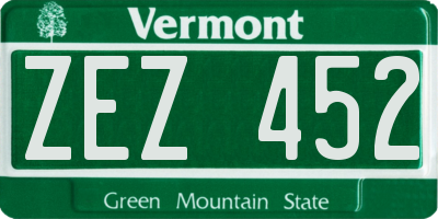 VT license plate ZEZ452