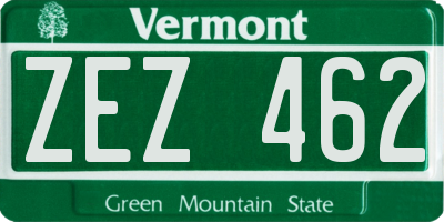 VT license plate ZEZ462