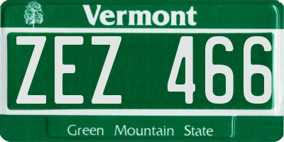 VT license plate ZEZ466