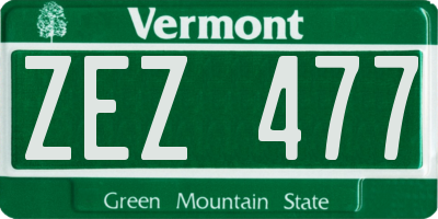 VT license plate ZEZ477