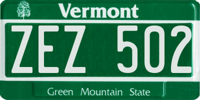 VT license plate ZEZ502
