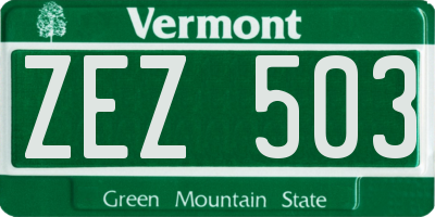 VT license plate ZEZ503