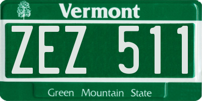 VT license plate ZEZ511