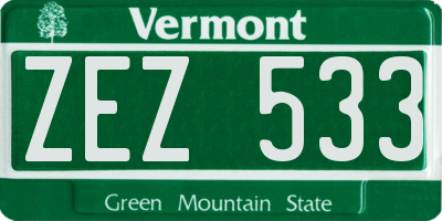 VT license plate ZEZ533