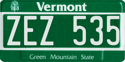 VT license plate ZEZ535