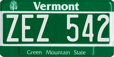 VT license plate ZEZ542