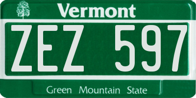 VT license plate ZEZ597