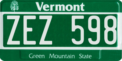 VT license plate ZEZ598