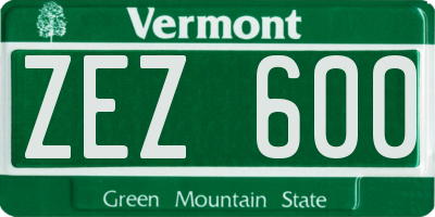 VT license plate ZEZ600