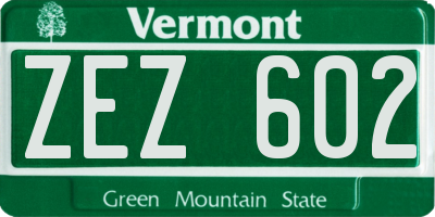 VT license plate ZEZ602