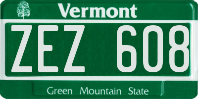 VT license plate ZEZ608
