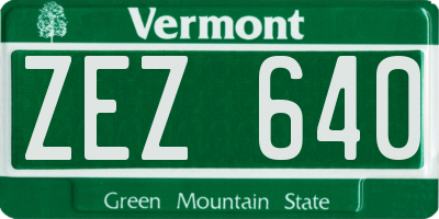 VT license plate ZEZ640