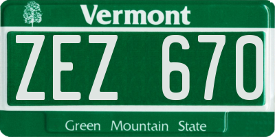 VT license plate ZEZ670