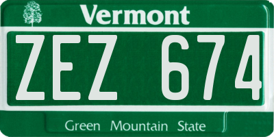 VT license plate ZEZ674