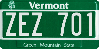 VT license plate ZEZ701