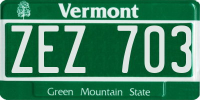 VT license plate ZEZ703