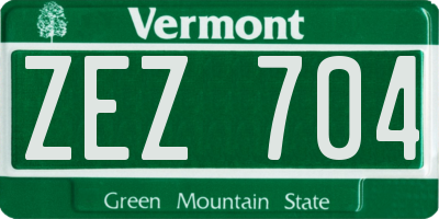 VT license plate ZEZ704