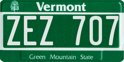 VT license plate ZEZ707