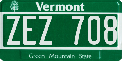 VT license plate ZEZ708
