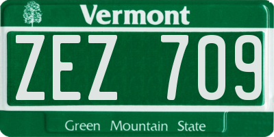 VT license plate ZEZ709