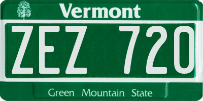 VT license plate ZEZ720