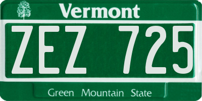 VT license plate ZEZ725