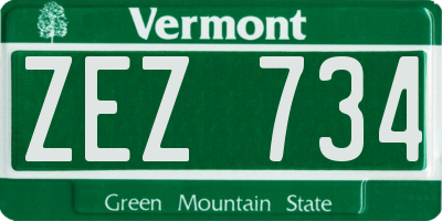 VT license plate ZEZ734