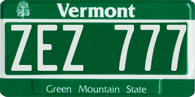VT license plate ZEZ777