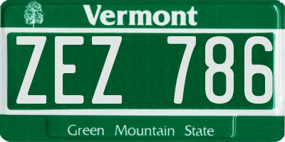 VT license plate ZEZ786