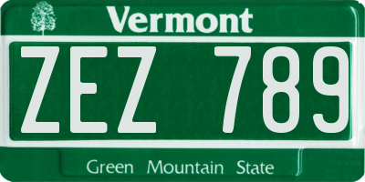 VT license plate ZEZ789