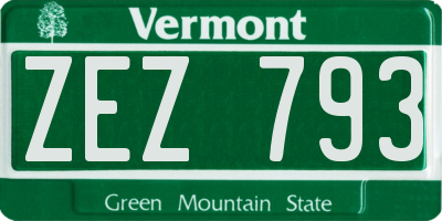 VT license plate ZEZ793