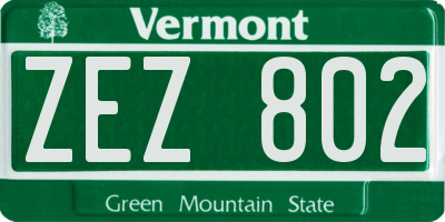 VT license plate ZEZ802