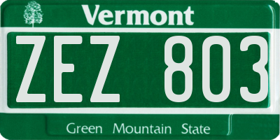 VT license plate ZEZ803